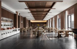 dining room showroom with lights