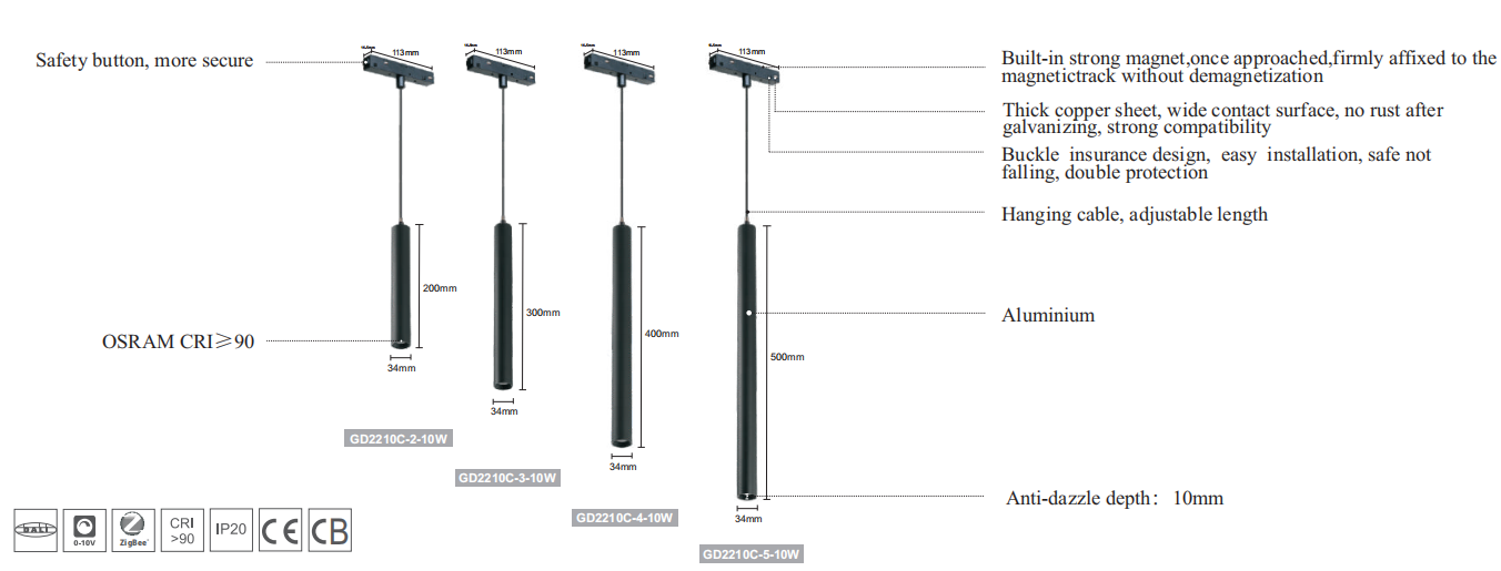 pendant magnetic lights